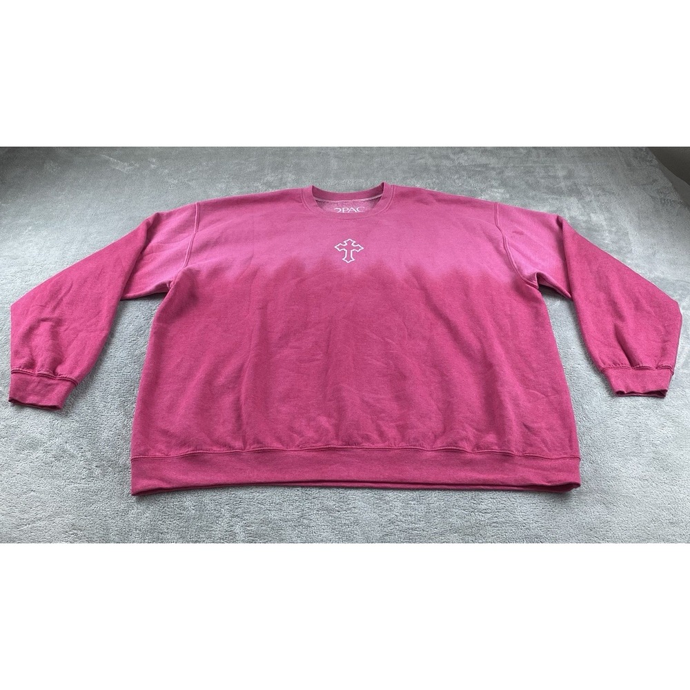 2Pac Women's Pull Over Sweater 3XL Pink‎ Cross Graphic Print C36